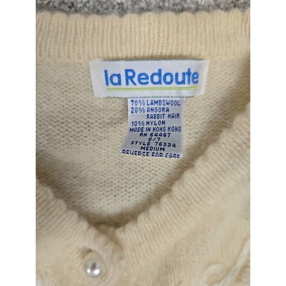 La Redoute VTG Lambswool Angora Blend Sweater Pearl Buttons Cream Women’s Size M - Picture 9 of 12